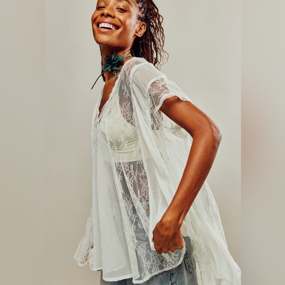 Brand New Free People Lace Overlay Top